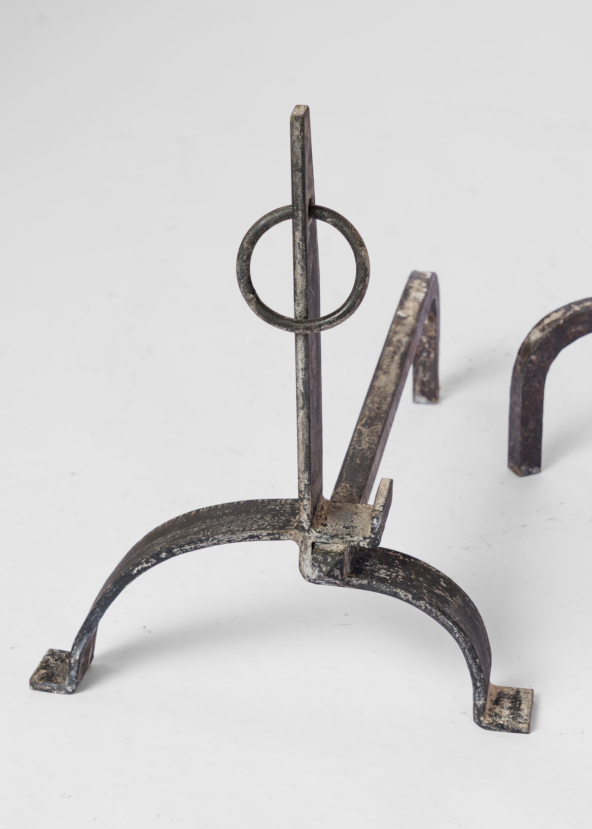 "Décalé" Asymmetrical Andirons - France 1970's
